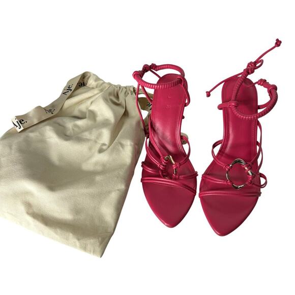 Aje Mirage Leather Strappy Heel Rouge Pink Size 8 - Picture 5 of 10